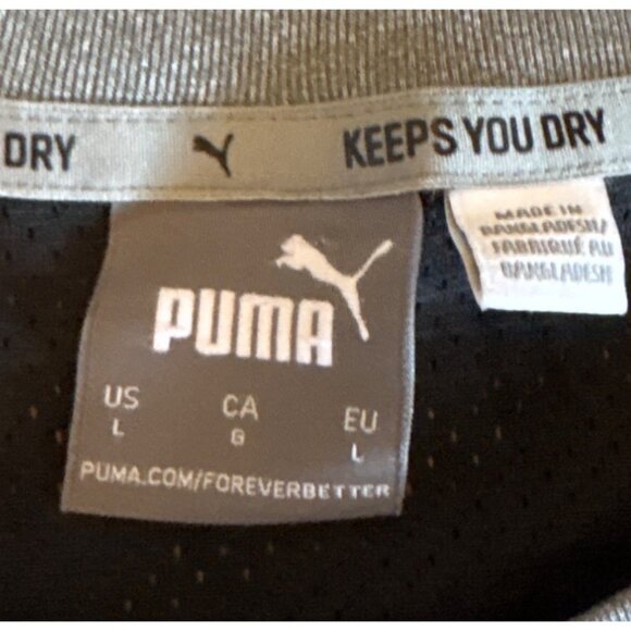 Puma Mens Lrg Gray DryCELL RTG T-Shirt With Black Stripe Mesh Back Panel - Picture 4 of 10